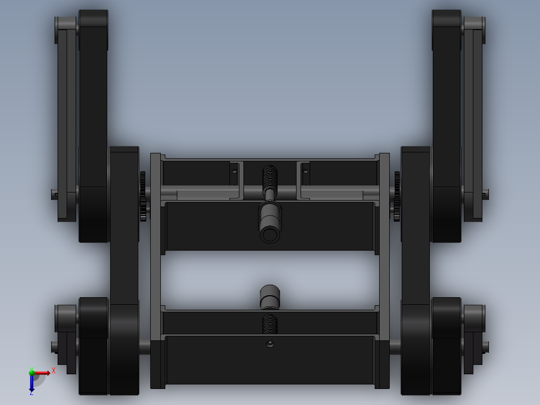 四爪履带车 3D模型俯视图