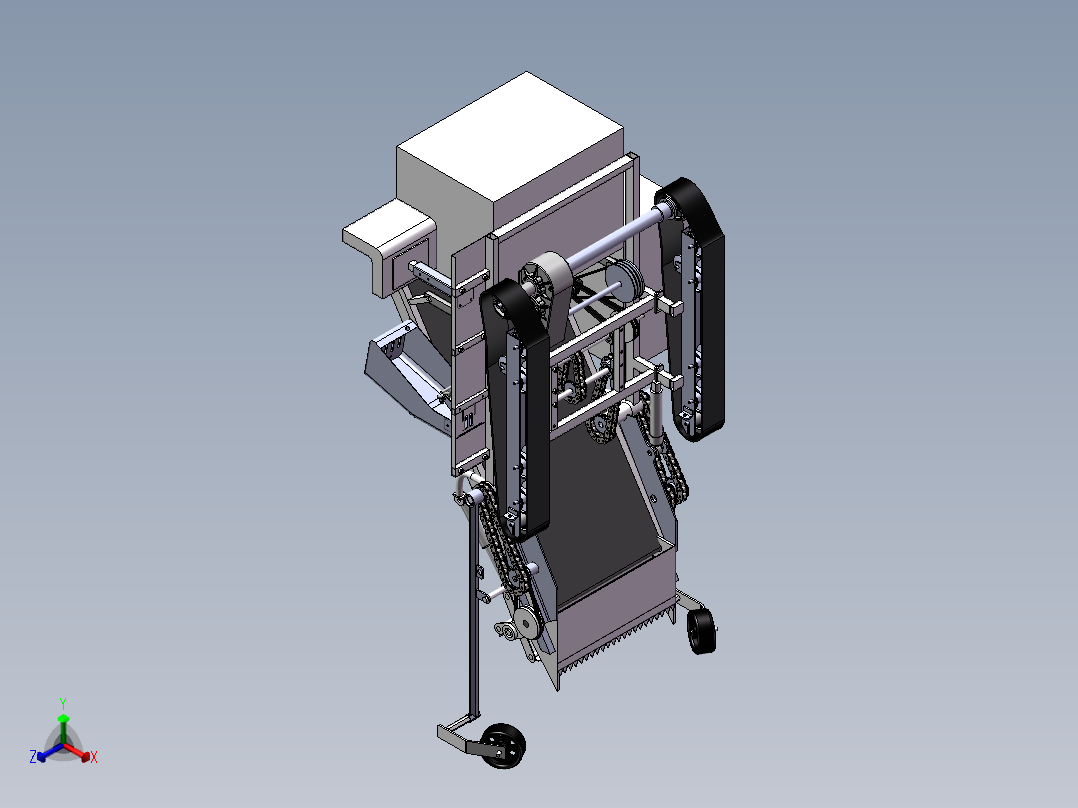 自走式叶类蔬菜收获机设计三维SolidWorks模型3D建模+CAD图+说明正等轴测图