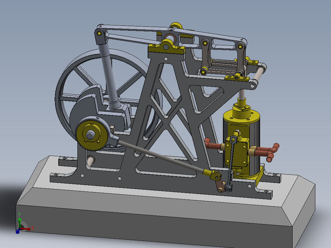 单缸平衡梁蒸汽机single-cylinder-balance-beam-steam-模型格式为 sw