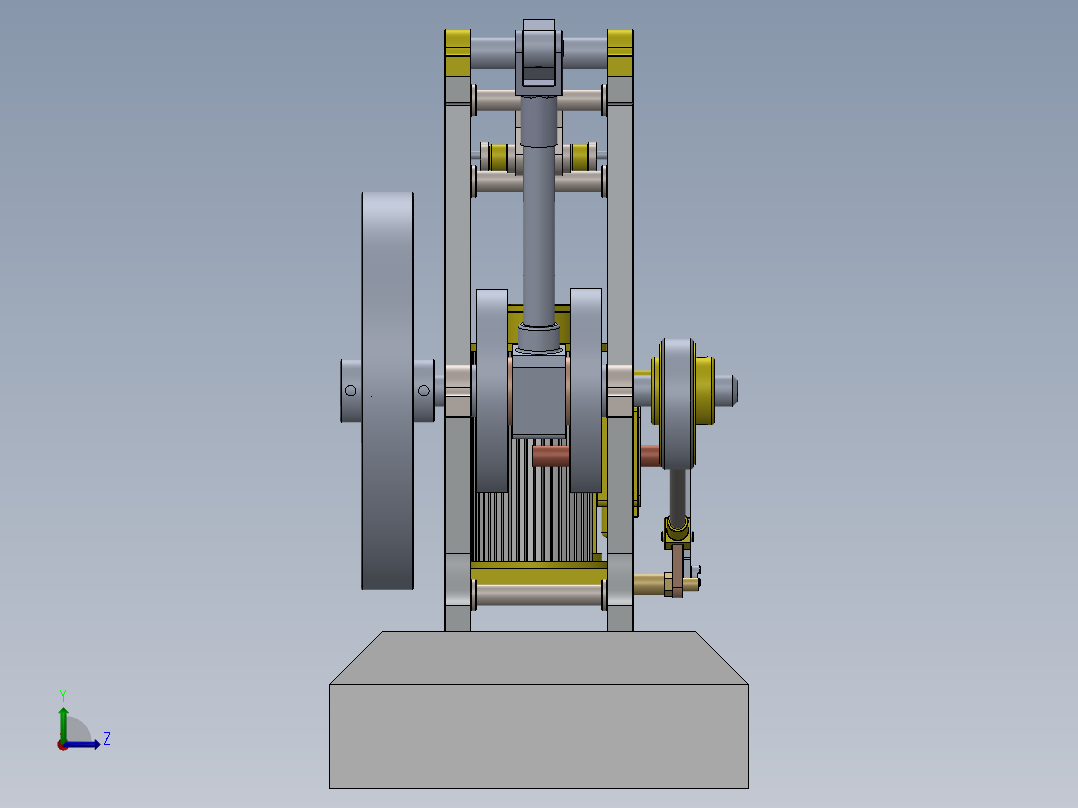 单缸平衡梁蒸汽机single-cylinder-balance-beam-steam-模型格式为 sw左视图