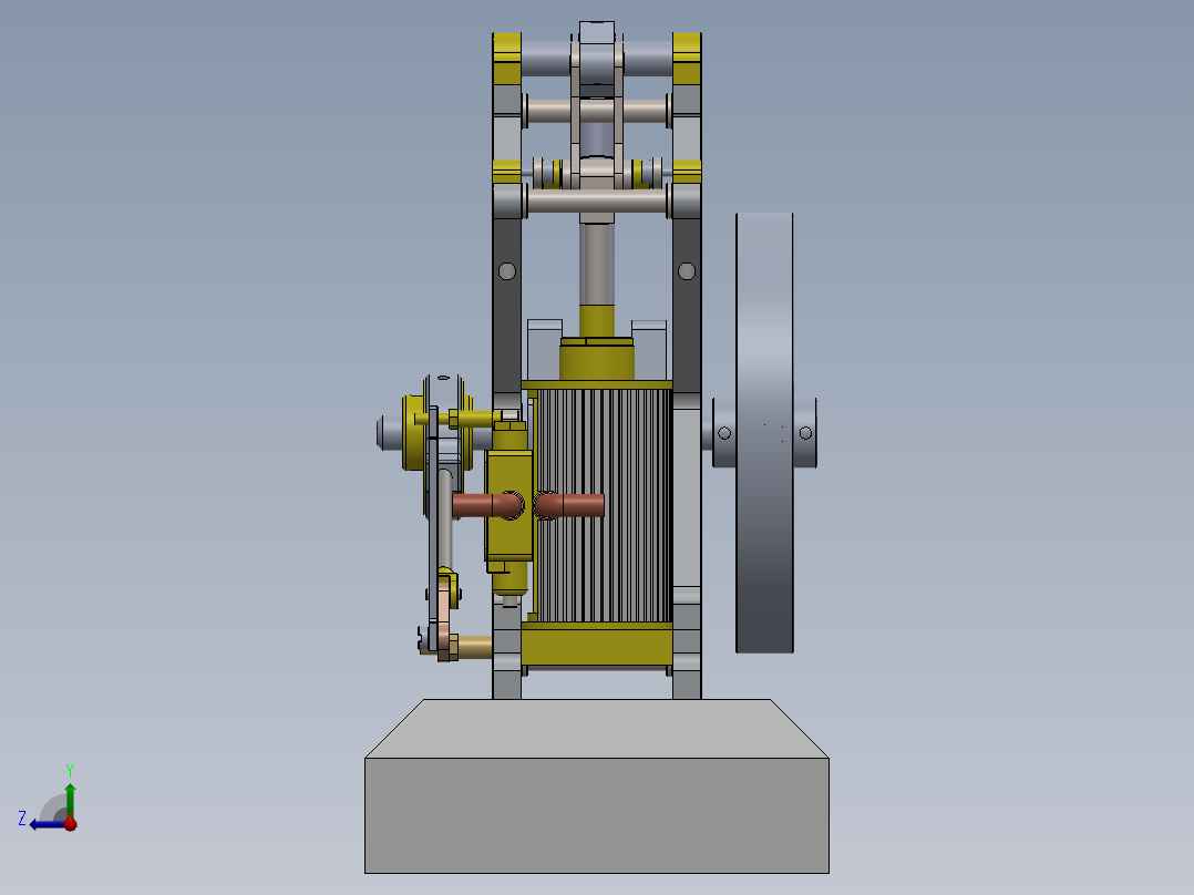 单缸平衡梁蒸汽机single-cylinder-balance-beam-steam-模型格式为 sw右视图