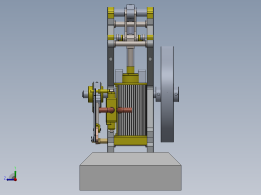 单缸平衡梁蒸汽机single-cylinder-balance-beam-steam-模型格式为 sw右视缩略图