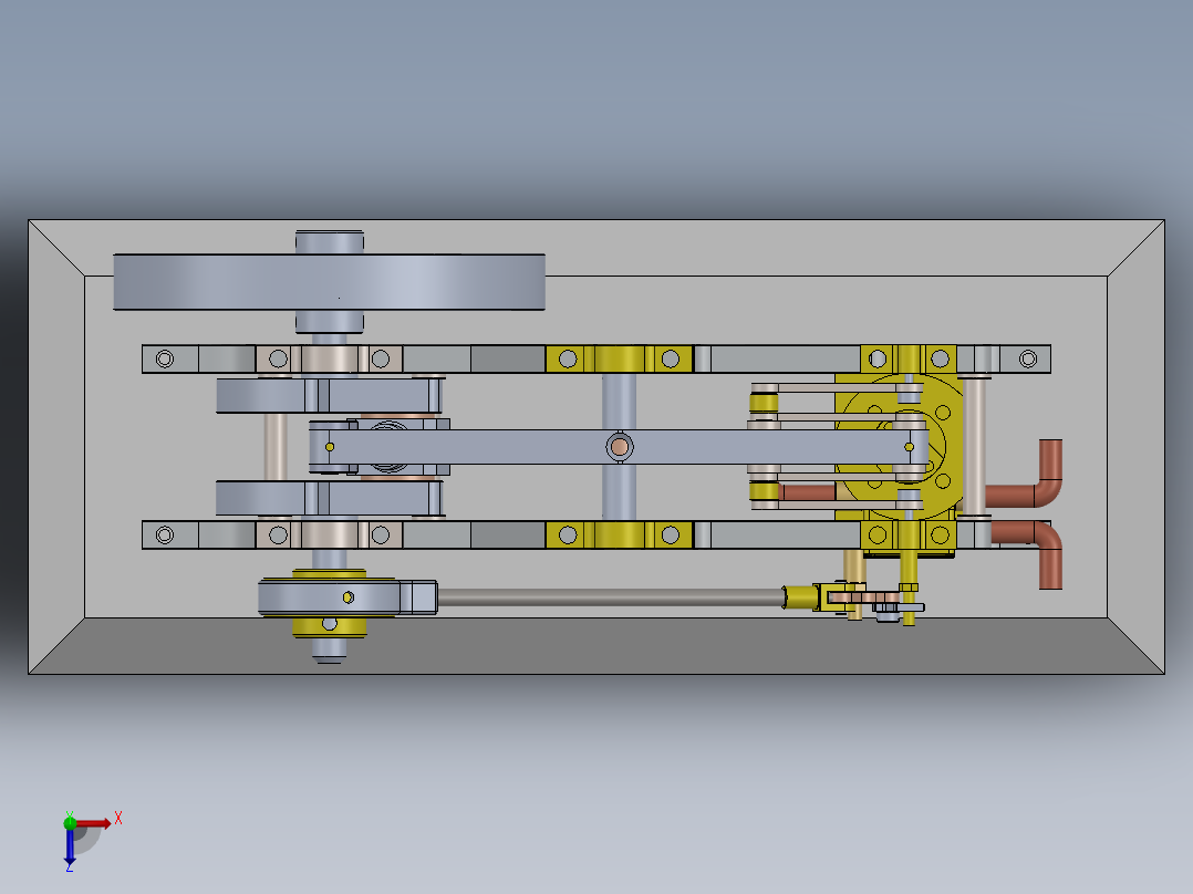 单缸平衡梁蒸汽机single-cylinder-balance-beam-steam-模型格式为 sw俯视图