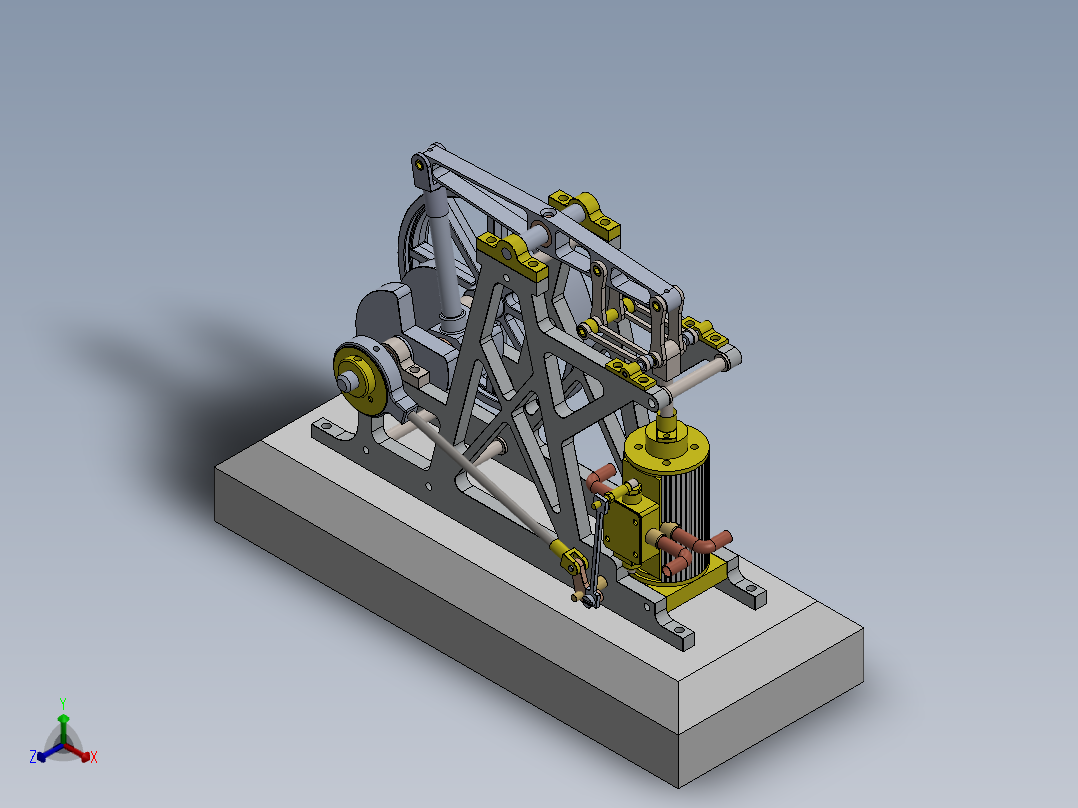 单缸平衡梁蒸汽机single-cylinder-balance-beam-steam-模型格式为 sw正等轴测图