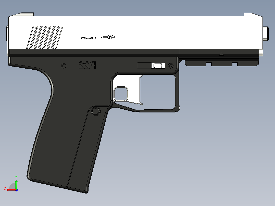 手枪左轮冲锋枪老式狙击步枪设计3D图纸K3 Pistol f3d stp后视图
