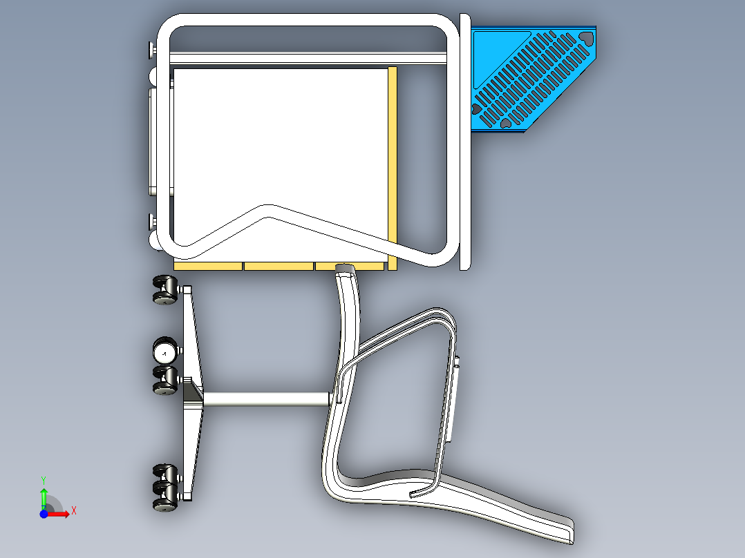 单人办公桌前视图