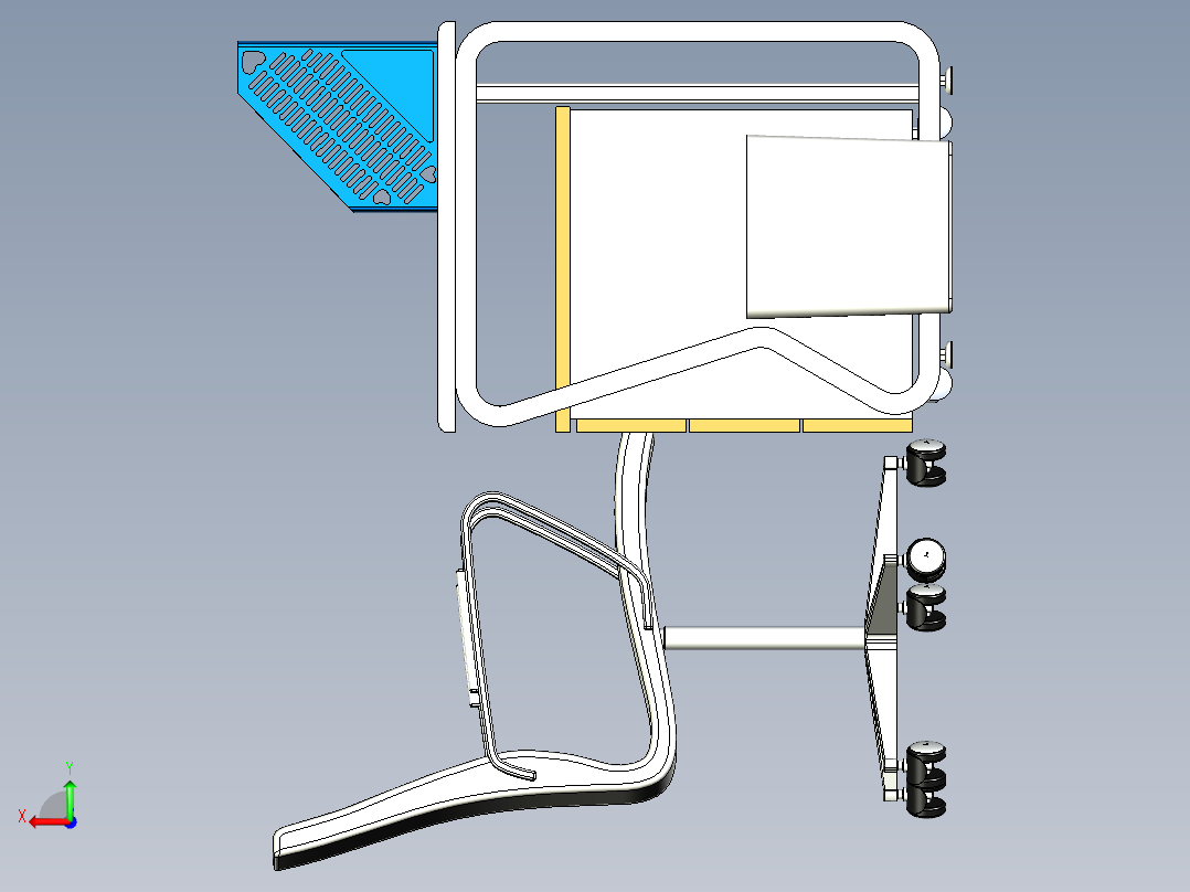 单人办公桌后视图
