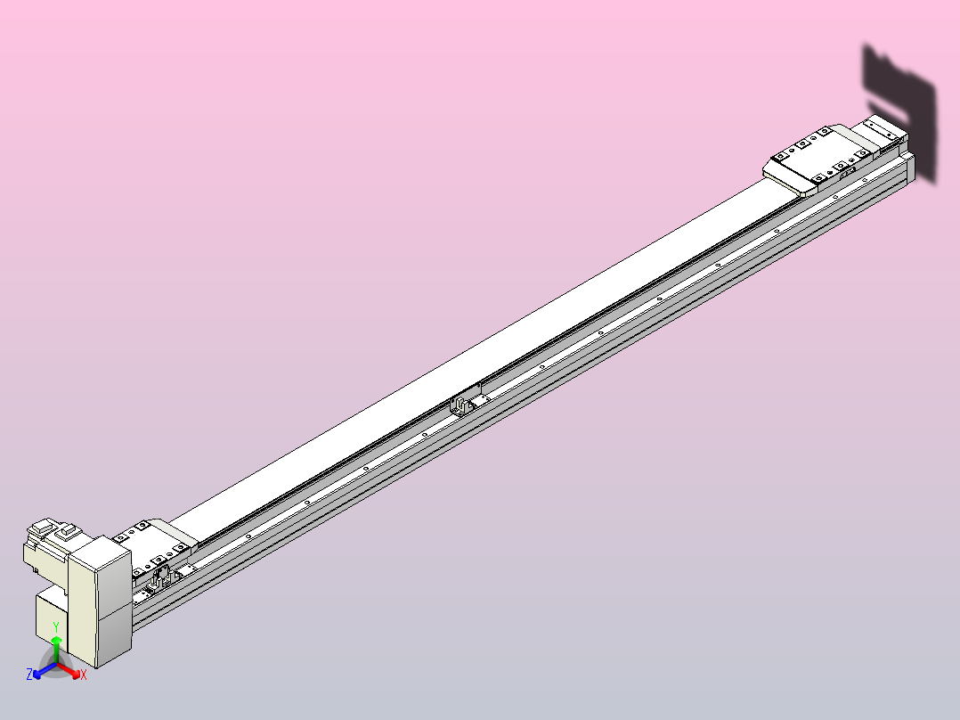 皮带直线轴双滑块型TPA-GCBS-80-P60-L500-RU-M20-N3正等轴测图