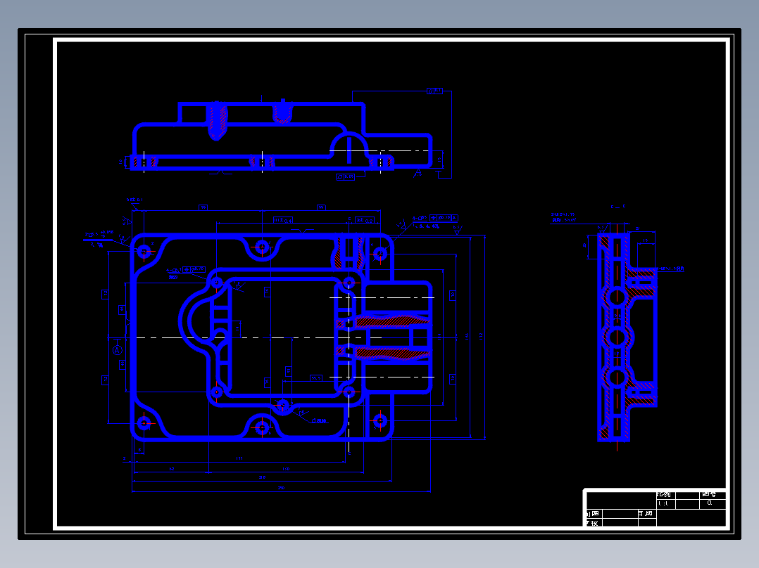 变速箱上盖钻孔组合机床（4个4.7孔和1个7孔）