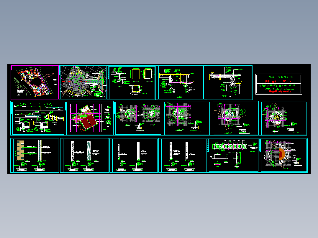 人工湖景观工程施工cad图纸园