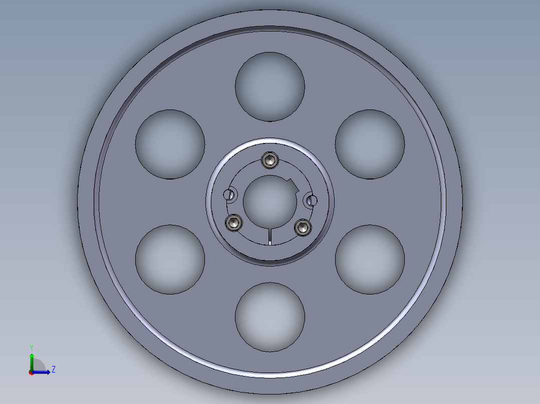 胀套连接的V型带轮3D模型左视图