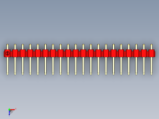 彩色公排针 100mil 2.54mm 系列-DS1022_red_1x20p_100mil_TypeD_rev1.0俯视缩略图