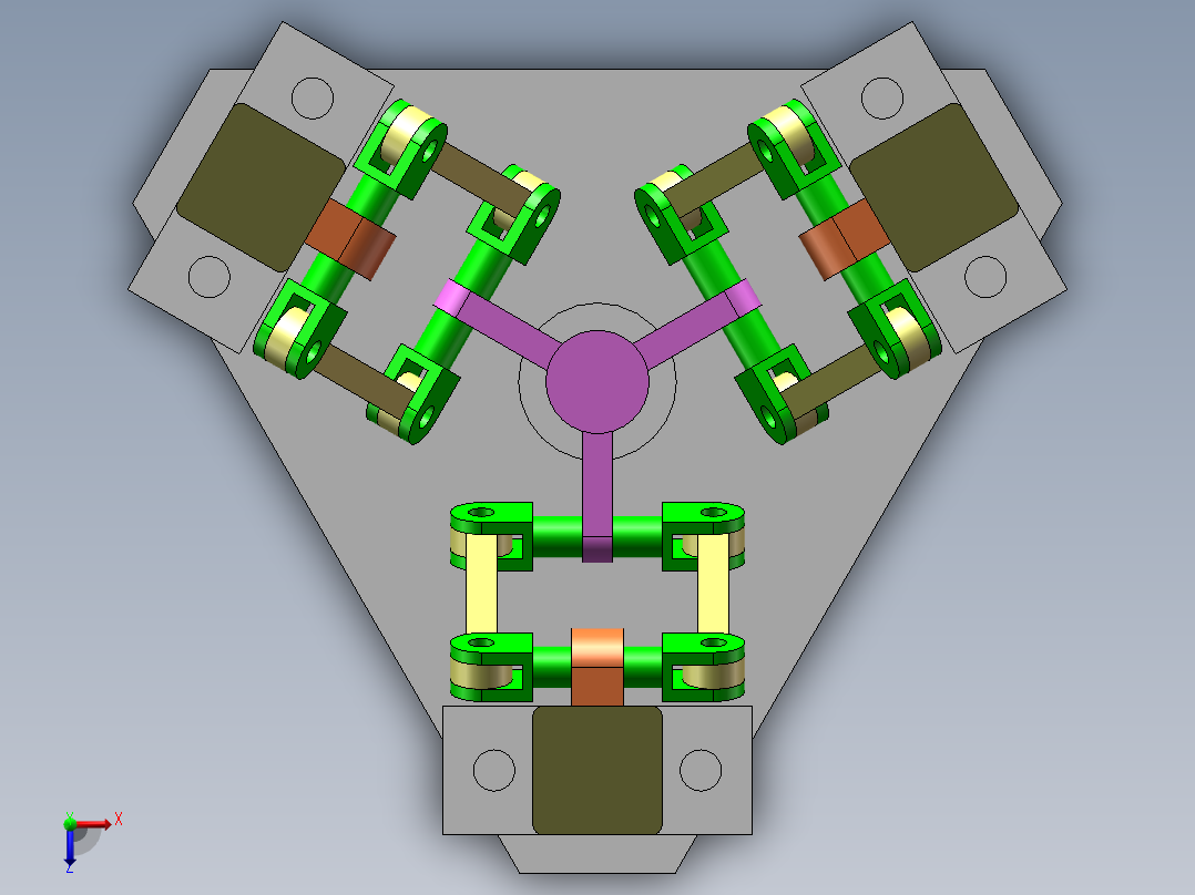 三轴丝杆机构俯视图