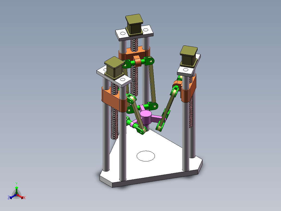 三轴丝杆机构正等轴测图