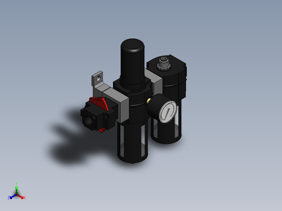 KIT FILTRO REGULADOR LUBRIF. DRENO AUTO 1-2 (BL74-XXX)正等轴测图