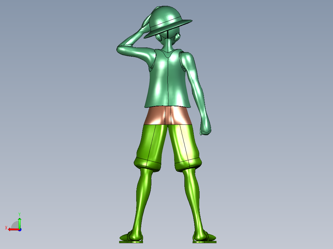 笑脸大笑路飞二次元模型后视图