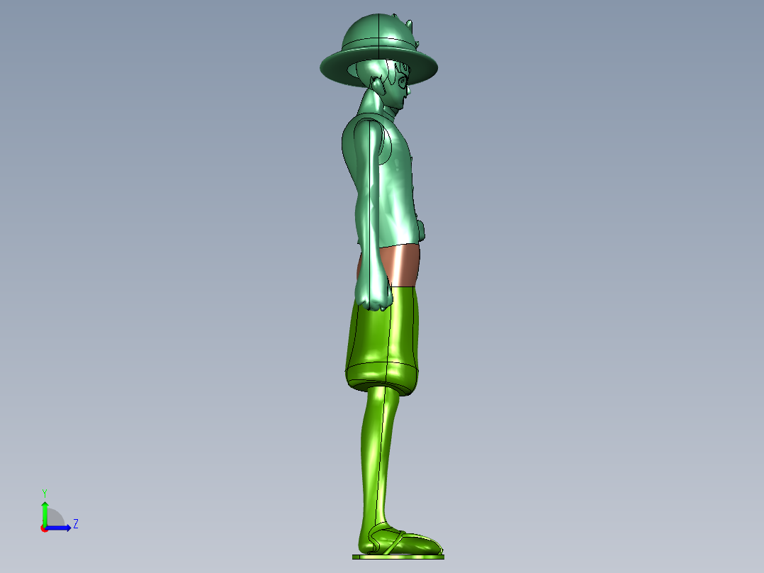 笑脸大笑路飞二次元模型左视图