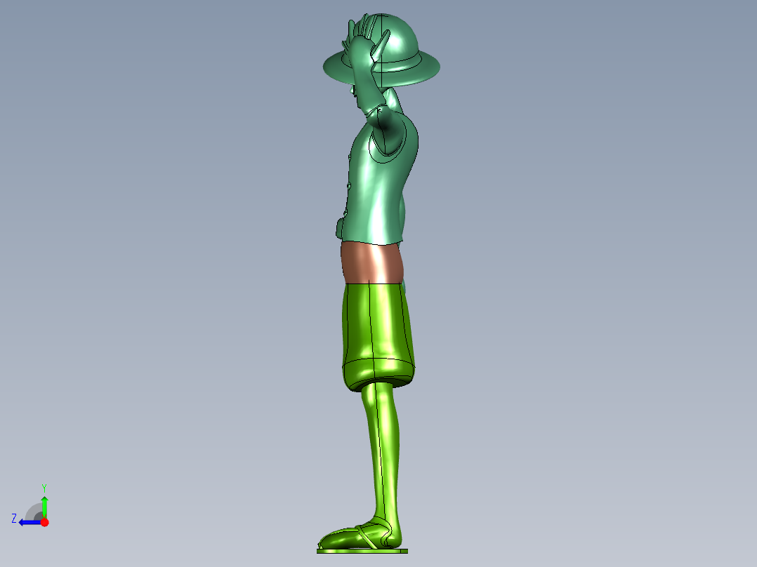 笑脸大笑路飞二次元模型右视图