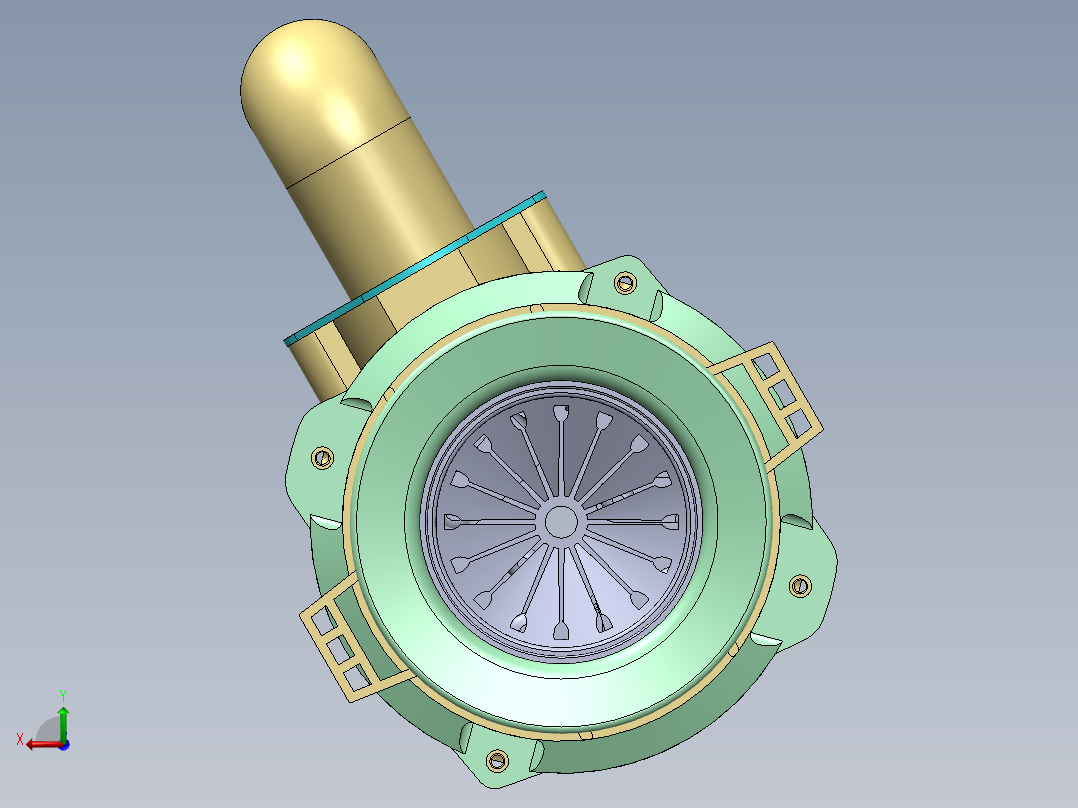 食品垃圾处理器设计（三维图+CAD图纸+说明）后视图