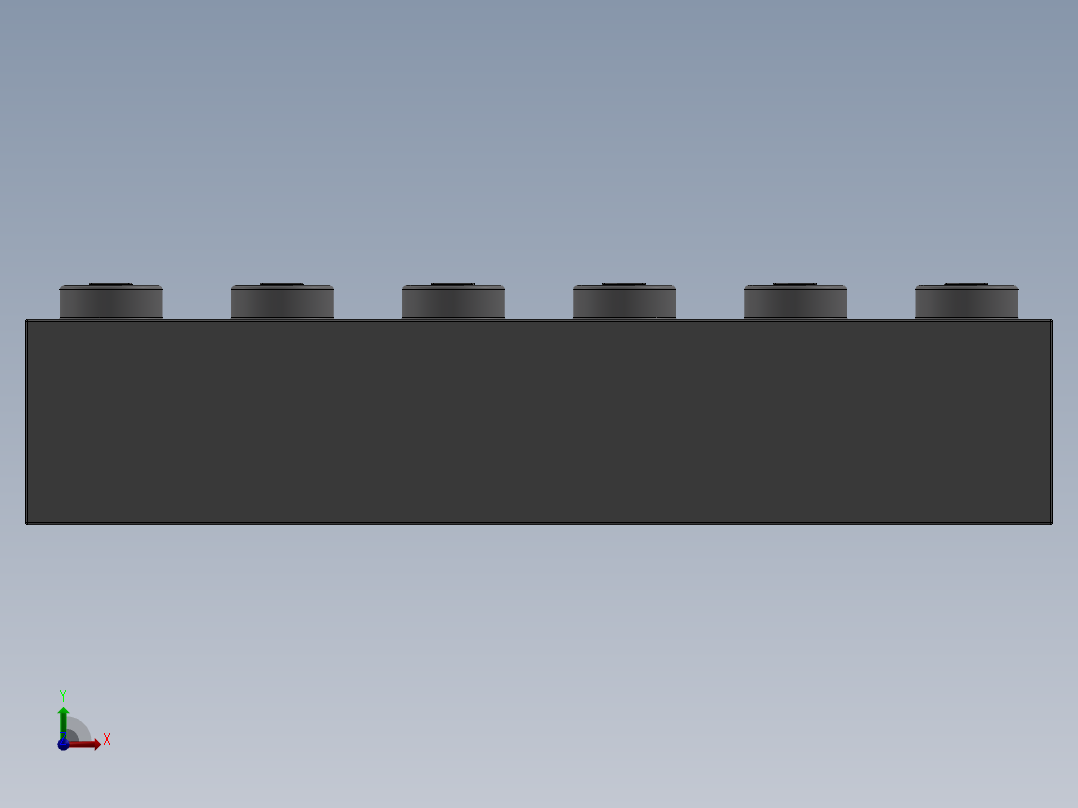 乐高套装 4421基本积木-4211795 - 2456 - 44237 Medium Stone Grey Brick 2 x 6.SLDPRT前视图