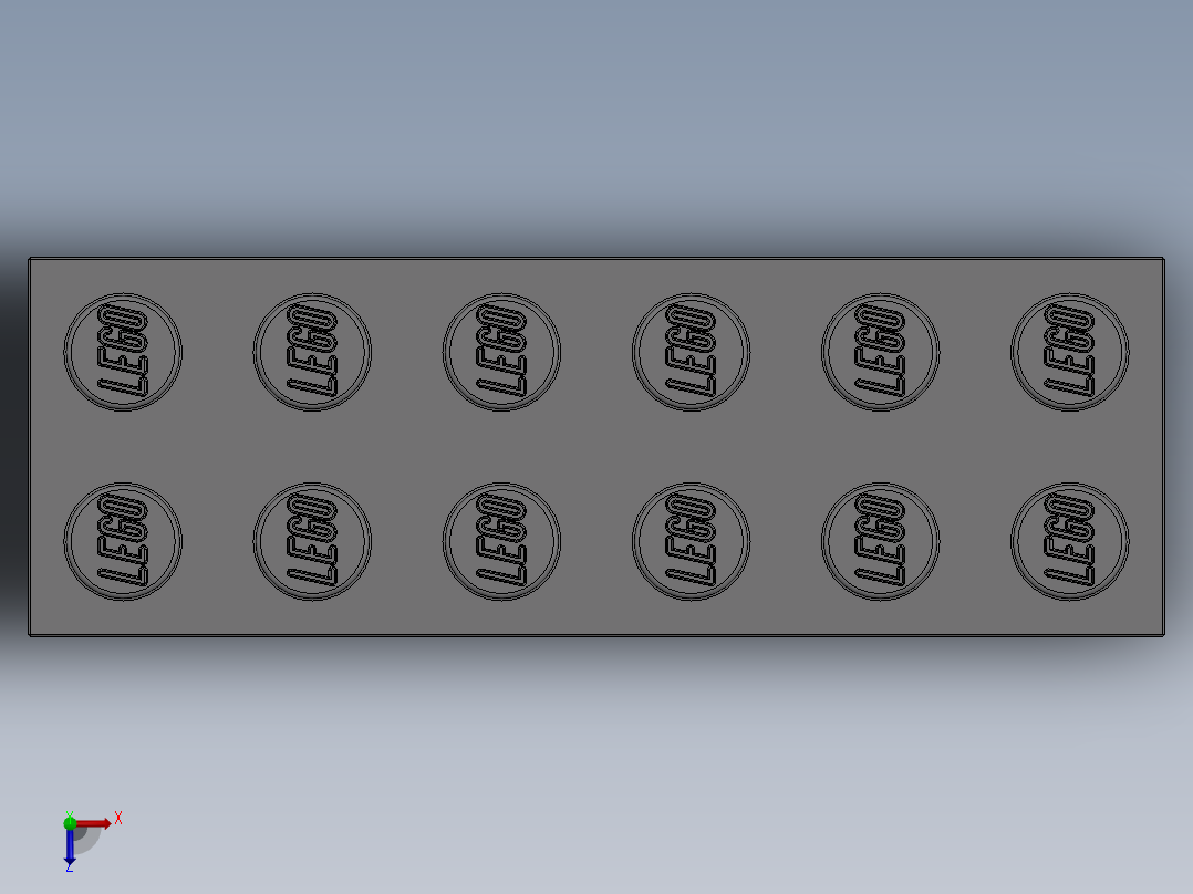 乐高套装 4421基本积木-4211795 - 2456 - 44237 Medium Stone Grey Brick 2 x 6.SLDPRT俯视图