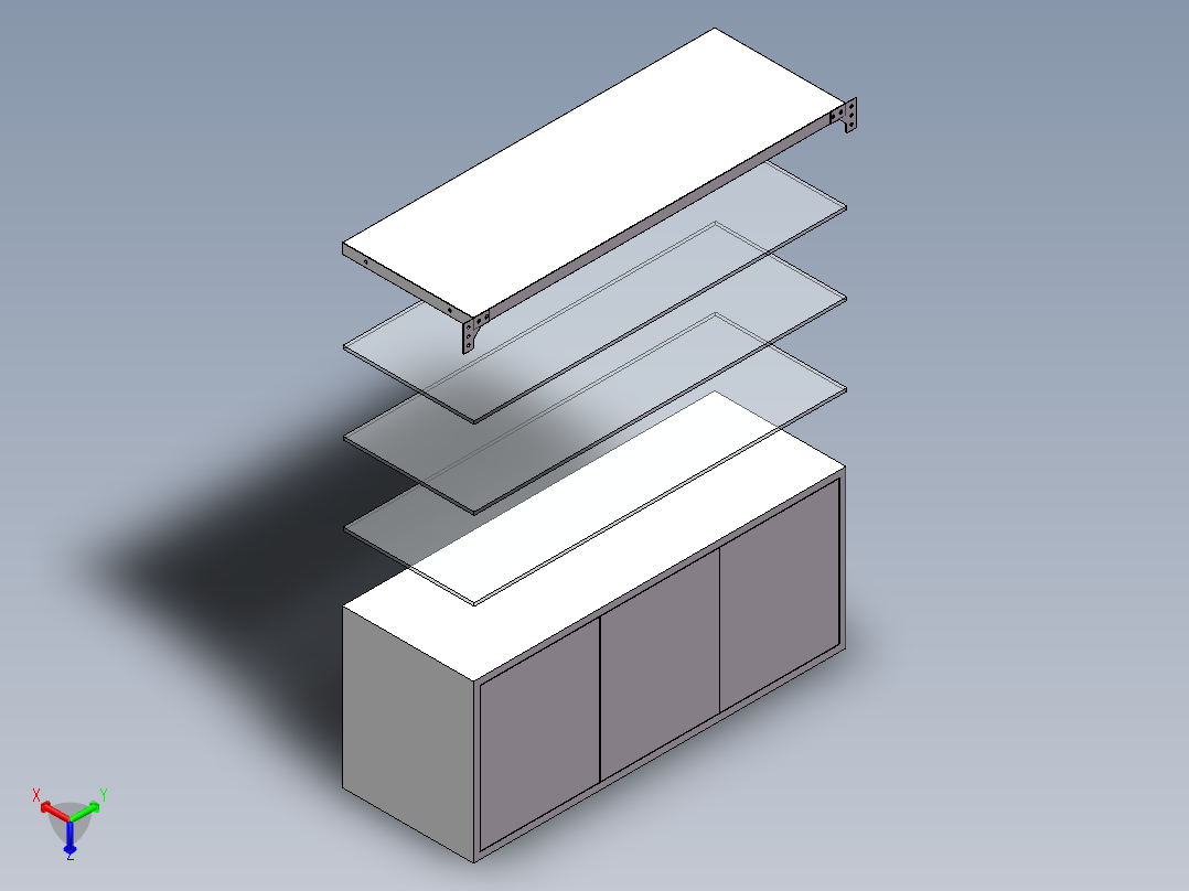 货架、商场货架柜正等轴测图