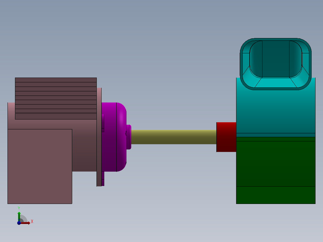 鼓风机和电机组装前视图