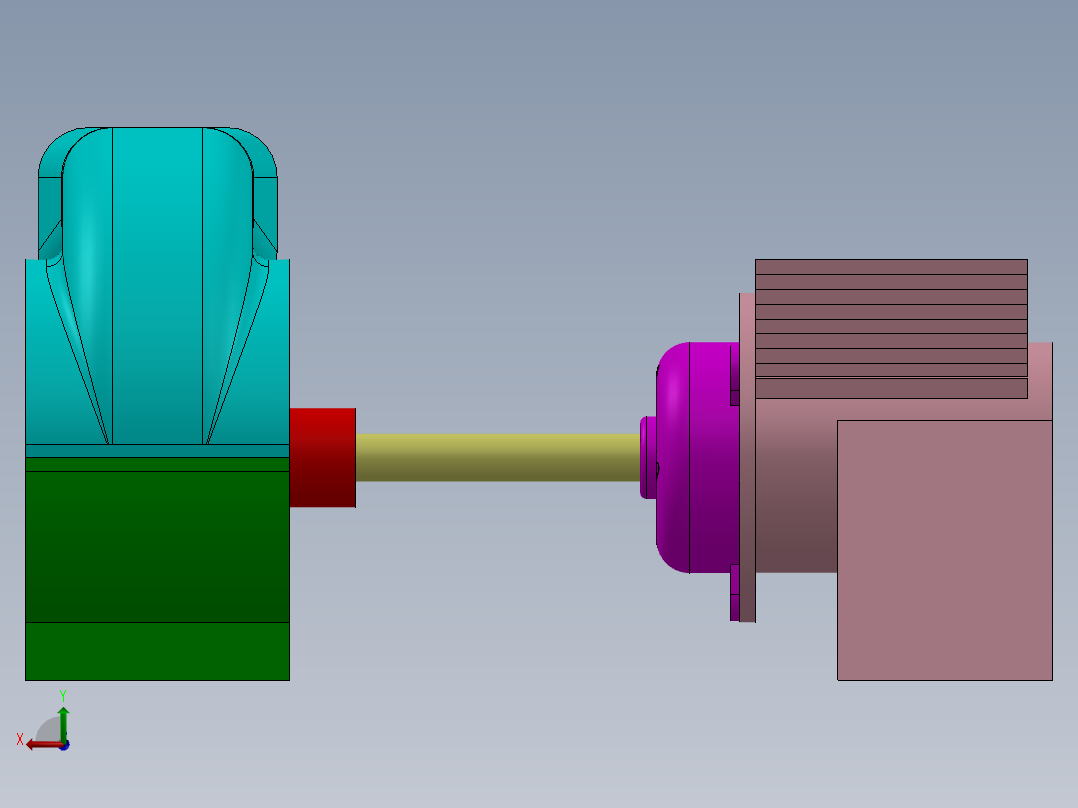 鼓风机和电机组装后视图