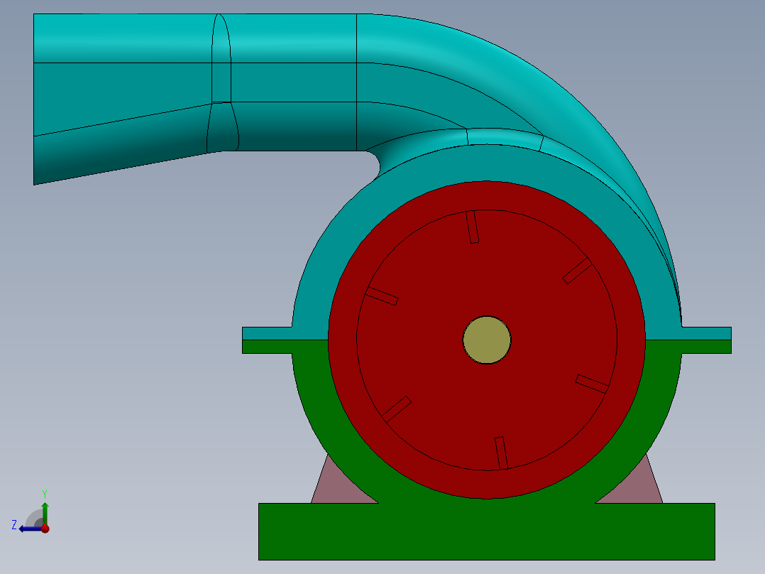 鼓风机和电机组装右视图