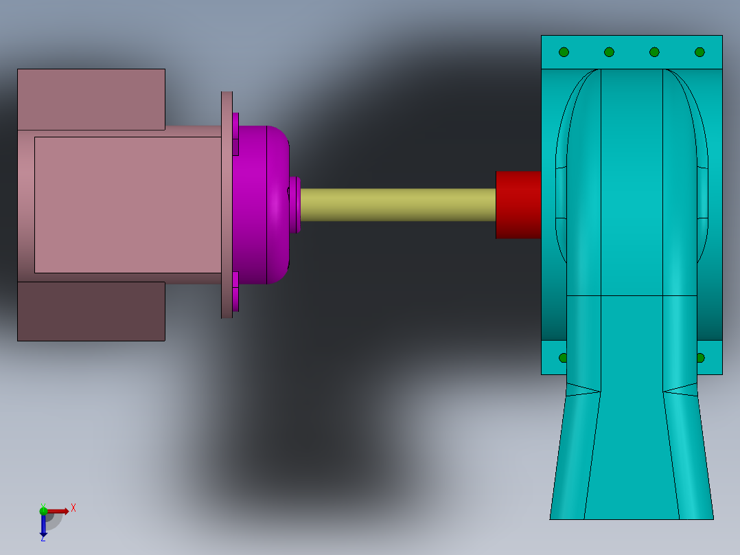 鼓风机和电机组装俯视图