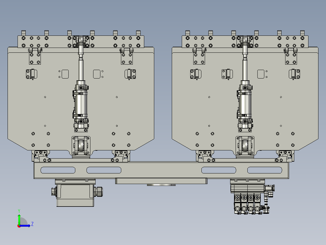 机器人用码垛夹具双工位左视图