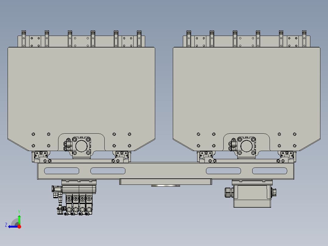 机器人用码垛夹具双工位右视图