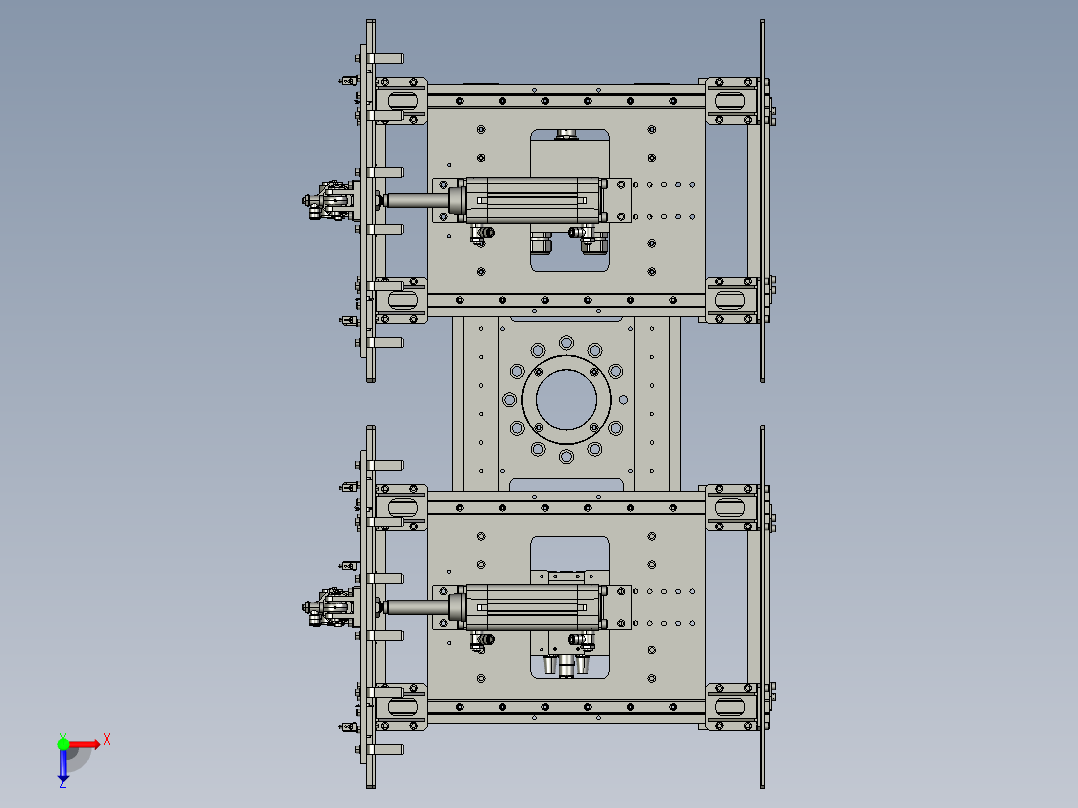机器人用码垛夹具双工位俯视图