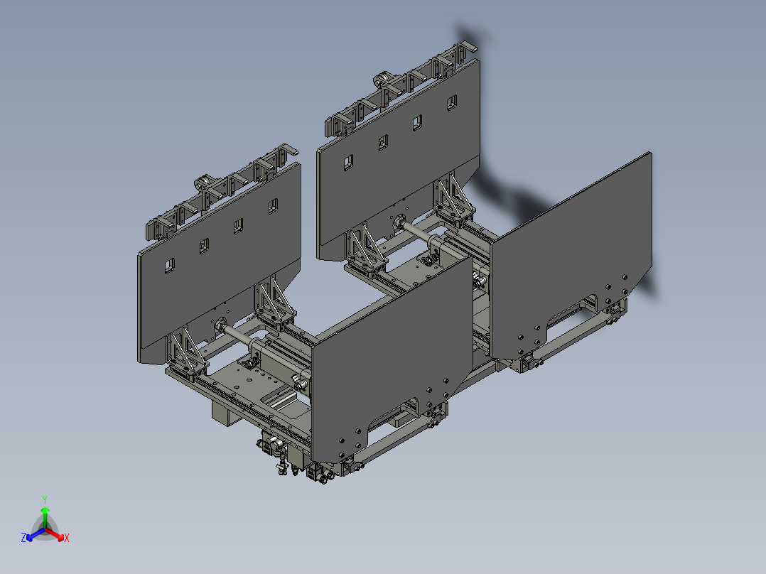 机器人用码垛夹具双工位正等轴测图