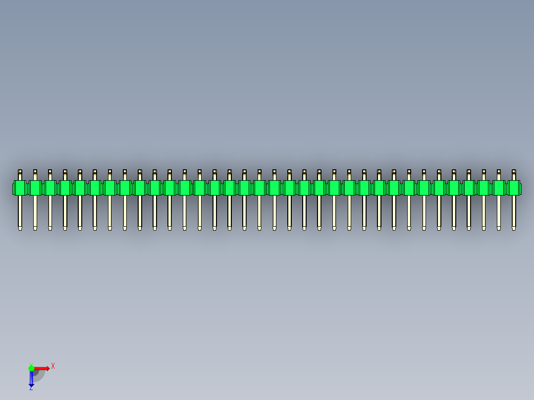彩色公排针 100mil 2.54mm 系列-DS1022_green_68p_100mil_TypeSMT_rev1.0俯视图