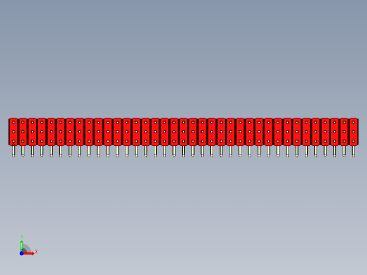彩色公排针 100mil 2.54mm 系列-DS1022_red_3x37p_100mil_TypeD_rev1.0前视缩略图