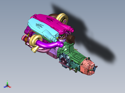 高性能跑车双顶置12缸引擎正等轴测缩略图
