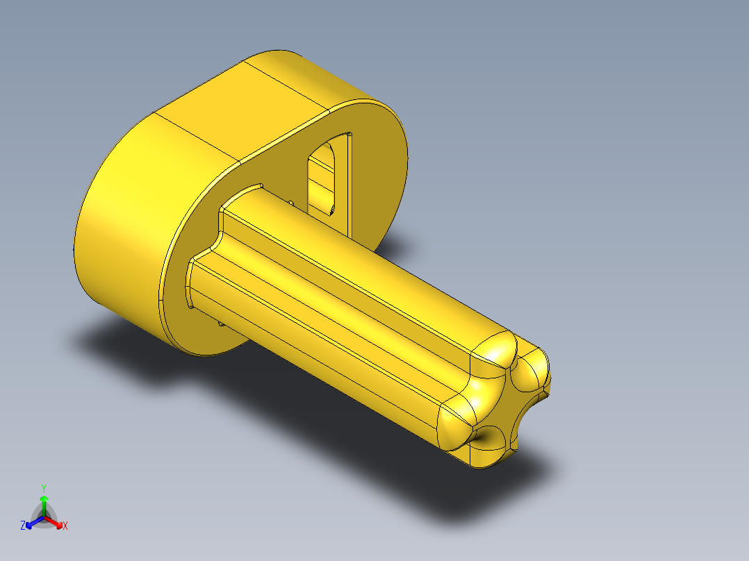 气缸电机-2853 Bright Yellow Technic Engine Crankshaft正等轴测图