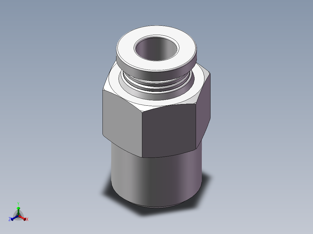 螺纹直通APC6-02（2分6厘）正等轴测图