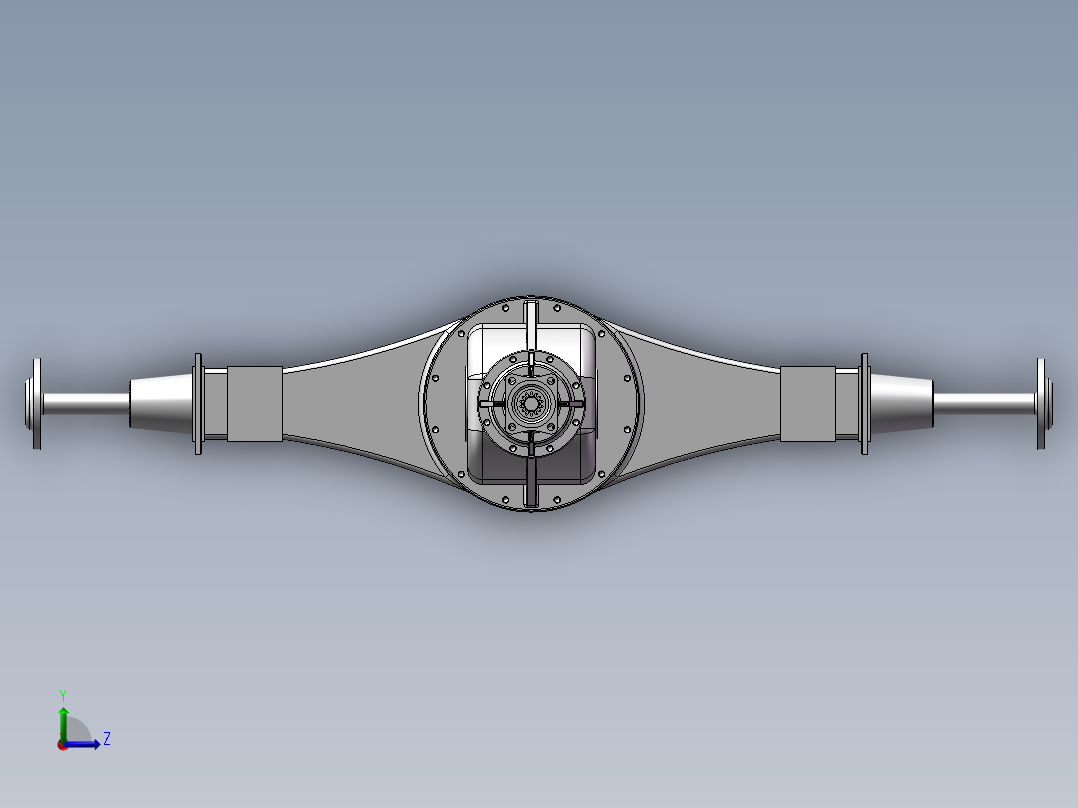 中型汽车驱动系统设计及仿真分析【双级主减速器驱动桥】【三维+二维+说明】左视图