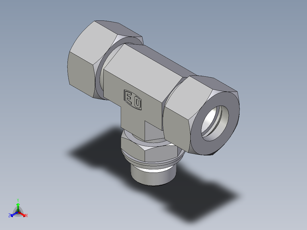 卡套式工业通用硬管接头EO_Adjustable_locknut_branch_tee_TEE18LRCF主视图