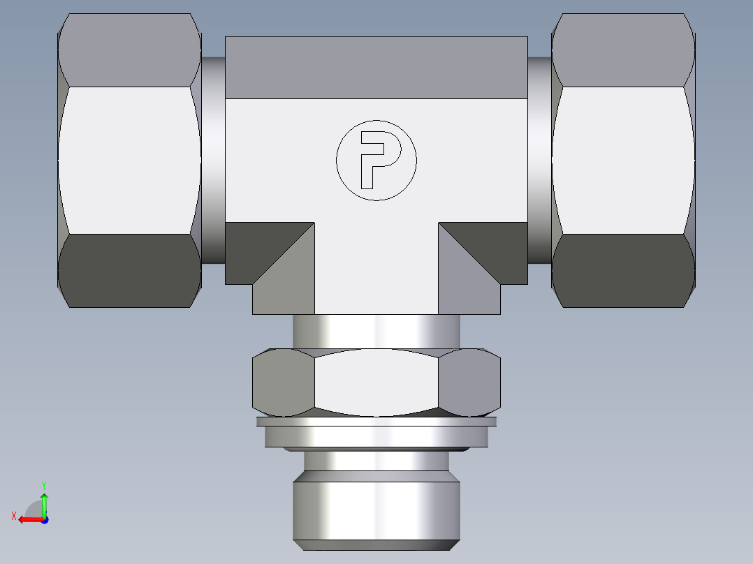 卡套式工业通用硬管接头EO_Adjustable_locknut_branch_tee_TEE18LRCF后视图