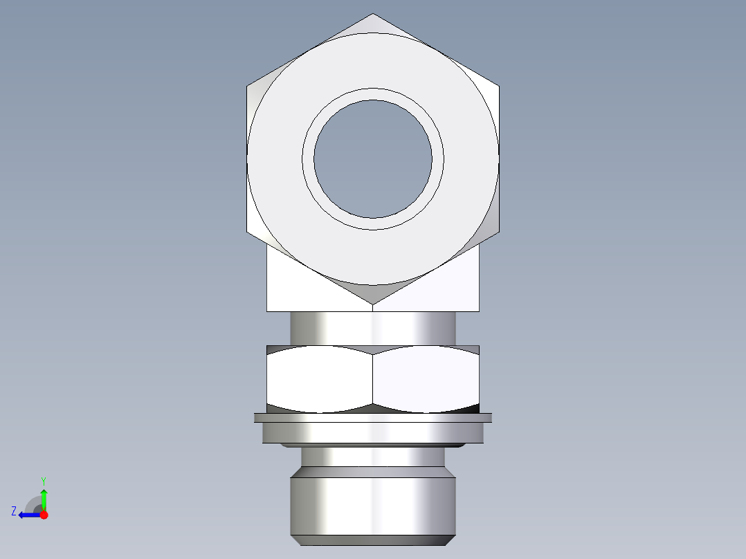 卡套式工业通用硬管接头EO_Adjustable_locknut_branch_tee_TEE18LRCF右视图