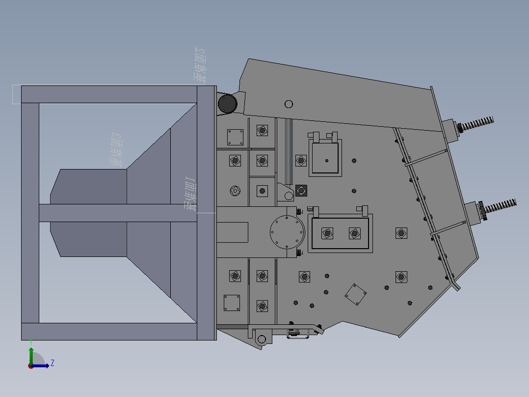 反击式破碎机-反向料斗左视图