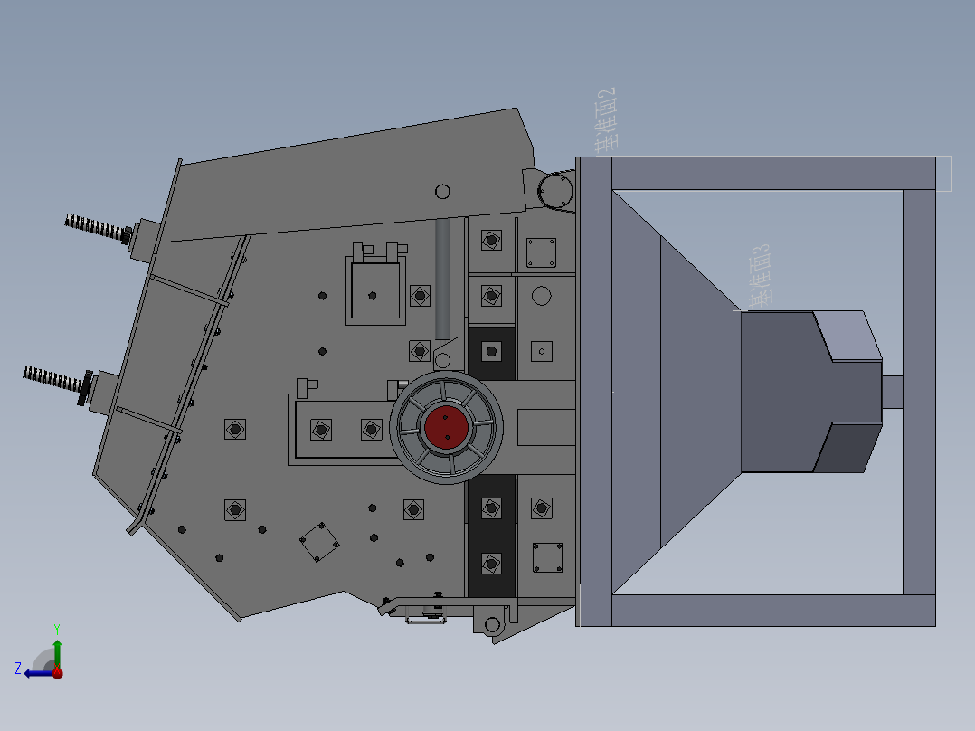 反击式破碎机-反向料斗右视图
