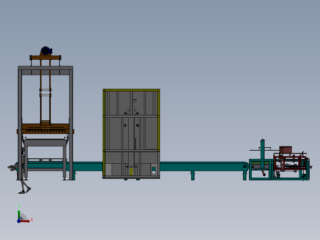 木板自动加工生产线sw17可编辑前视图