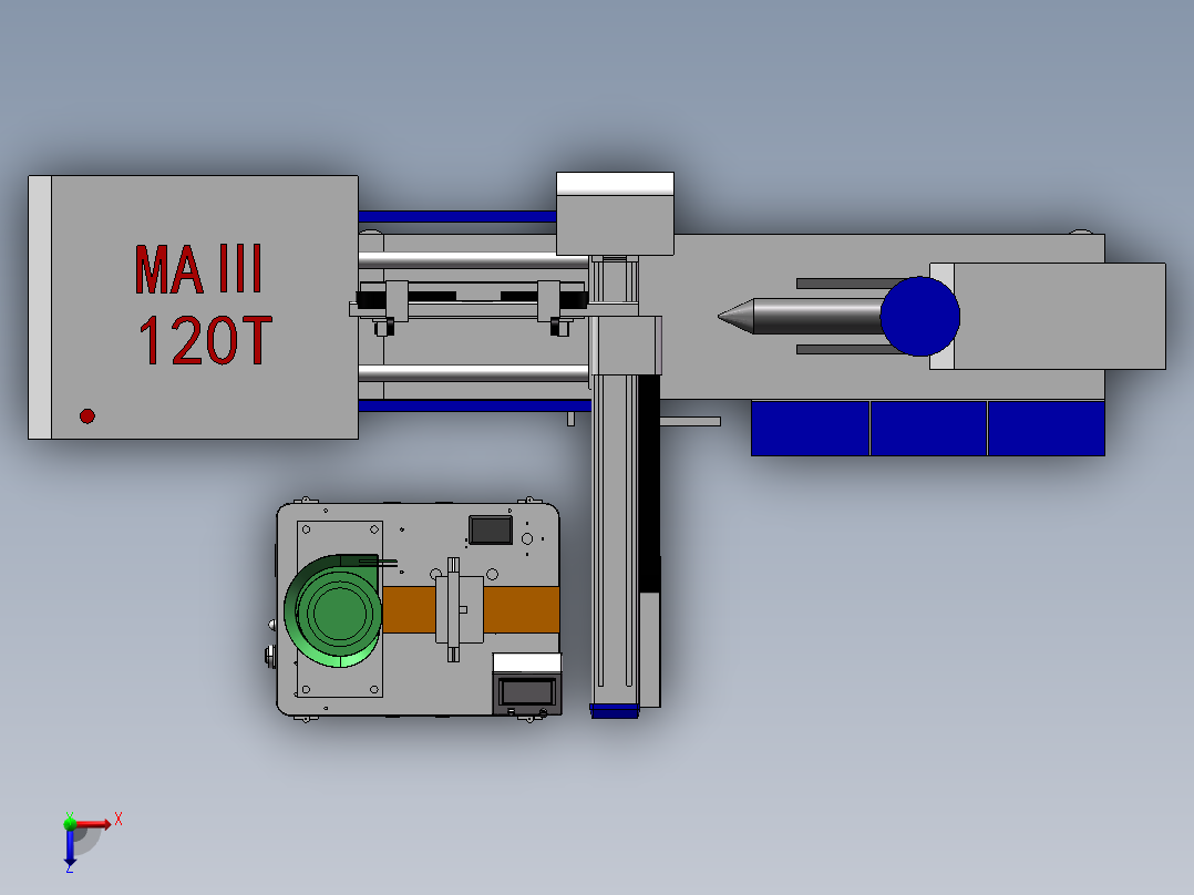 注塑机螺母埋入机构俯视图