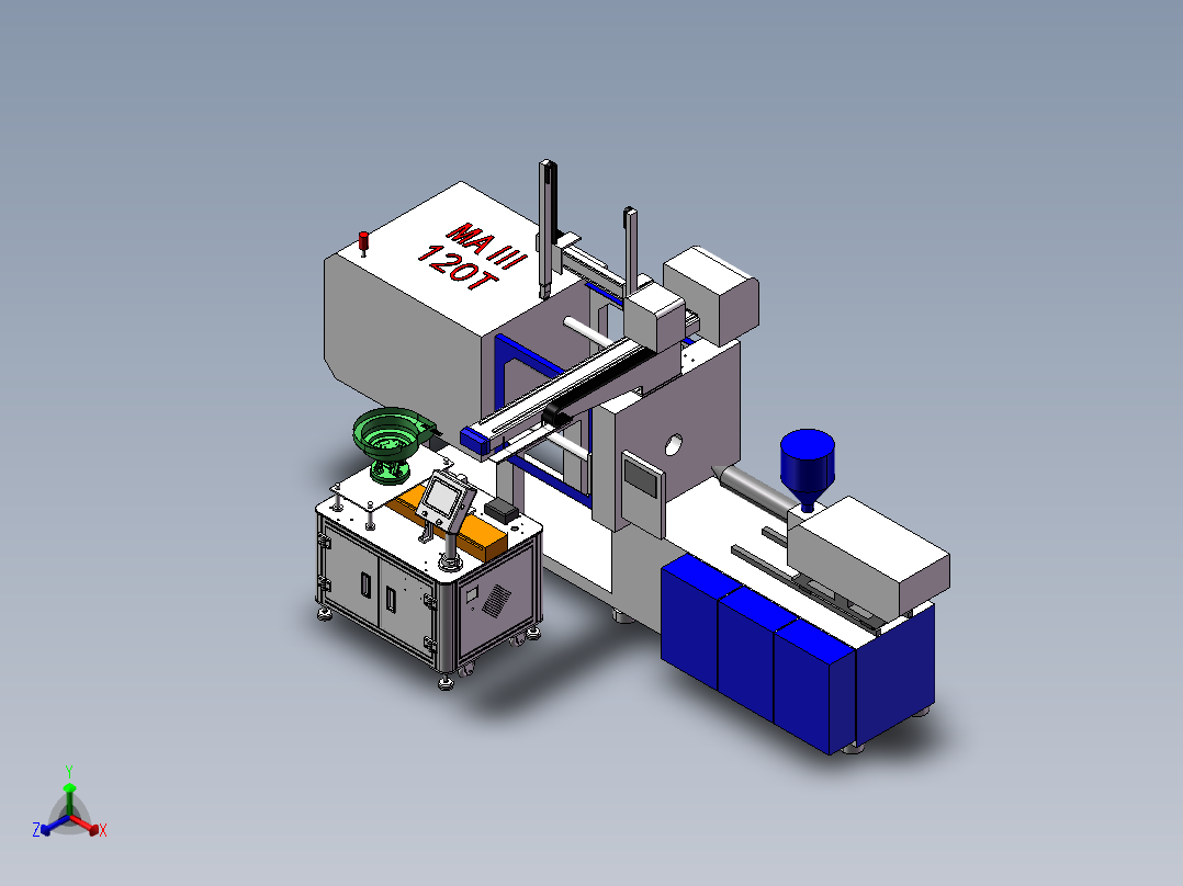 注塑机螺母埋入机构正等轴测图