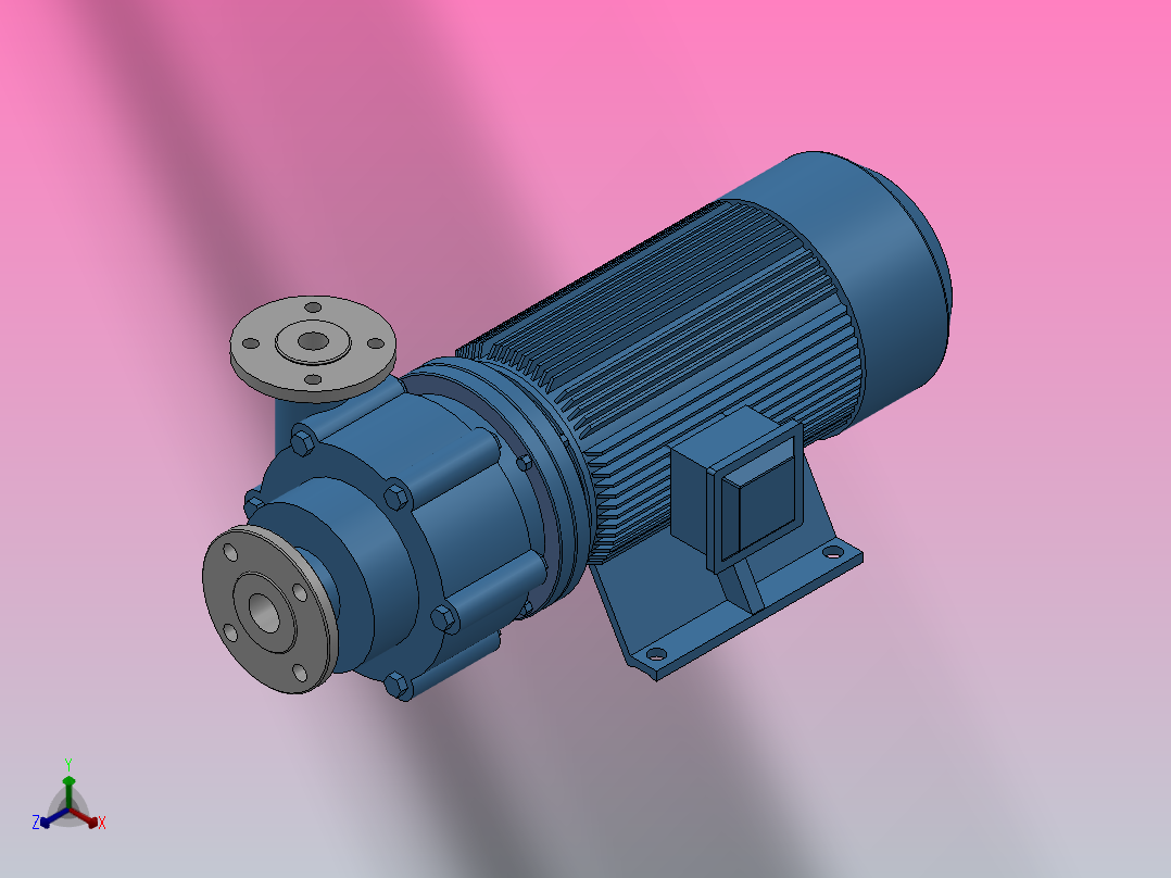 磁力泵40FSBL-16-12正等轴测图