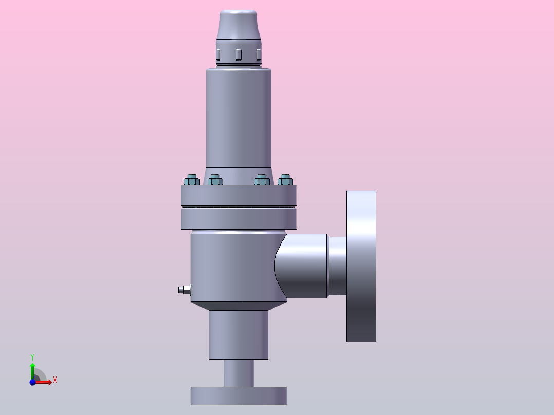 弹簧全启封闭式高压安全阀3D模型前视图